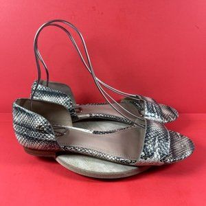 Tory Burch Savannah D'Orsay Snakeskin Print Flat Sandals Women's Shoe Size 9.5